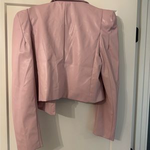 Cropped pink faux leather jacket